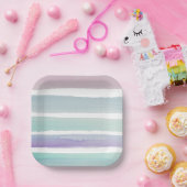 パステルウォーターカラーストライプ ペーパープレート (パーティー)