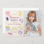 パステルウォーターカラースリープバー誕生日招待状 招待状 (正面/裏面)