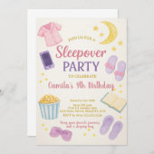 パステルウォーターカラースリープバー誕生日招待状 招待状 (正面/裏面)