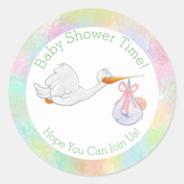 パステルウォーターカラーズストークとバンドル赤ちゃんシャワー ラウンドシール