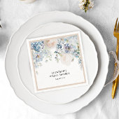 パステルウォーターカラーダスティブルーフローラブライダルシャワー スタンダードカクテルナプキン