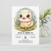 パステルウォーターカラーダック誕生日 招待状 (スタンド正面)