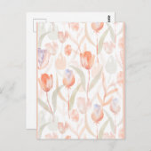 パステルウォーターカラーチューリップパターン ポストカード (正面/裏面)