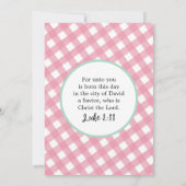 パステルウォーターカラーツリーズピンクプレイドクリスマスカード 案内状 (裏面)