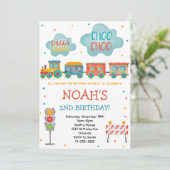 パステルウォーターカラートレイン誕生日招待状 招待状 (スタンド正面)