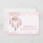 パステルウォーターカラードリームキャッチャー赤ちゃんシャワー サンキューカード (正面)