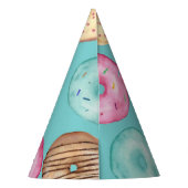 パステルウォーターカラードーナツパーソナライズされた誕生日 パーティーハット (裏面)