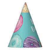 パステルウォーターカラードーナツパーソナライズされた誕生日 パーティーハット (左)