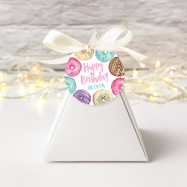 パステルウォーターカラードーナツパーソナライズされた誕生日 フェイバータグ