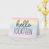 パステルウォーターカラーハロー14 - 14誕生日 カード (黄色い花)