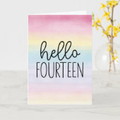 パステルウォーターカラーハロー14th誕生日 カード (黄色い花)