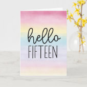 パステルウォーターカラーハロー15 - 15誕生日 カード (黄色い花)