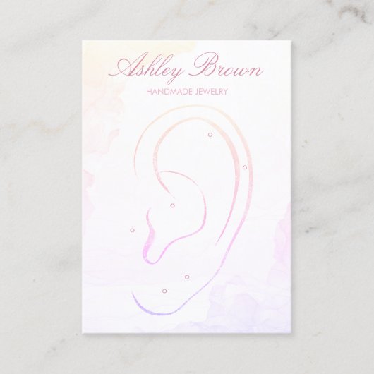 パステルウォーターカラーハンドメイドジュエリーイヤリングディスプレイ 名刺 (正面)