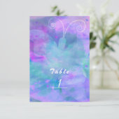 パステルウォーターカラーバタフライテーブルナンバーカード 招待状 (スタンド正面)