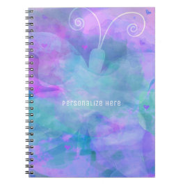 パステルウォーターカラーバタフライパーソナライズされたカスタム ノートブック
