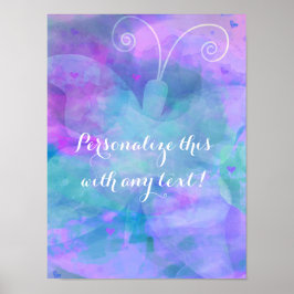 パステルウォーターカラーバタフライパーソナライズされたパーティーアート ポスター