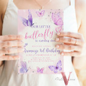 パステルウォーターカラーバタフライ誕生日招待状 招待状