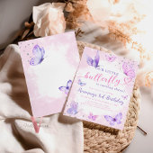 パステルウォーターカラーバタフライ誕生日招待状 招待状