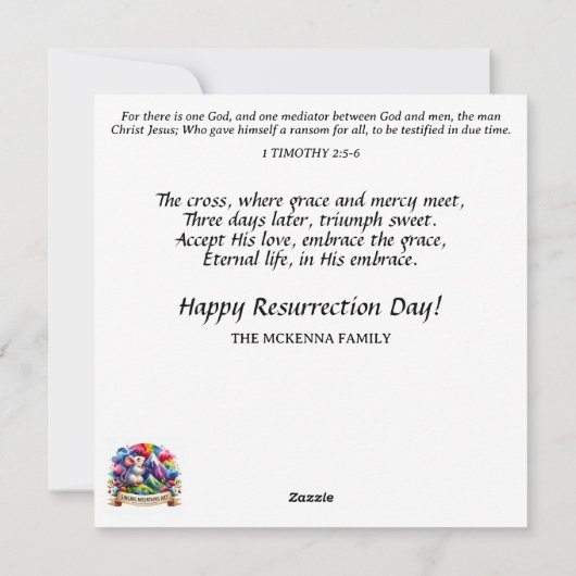 パステルウォーターカラーバニーイースターティーパーティー シーズンカード (裏面)