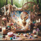 パステルウォーターカラーバニーホットエアバルーンイースター シーズンカード