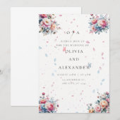 パステルウォーターカラーバラ結婚式招待状 招待状 (正面/裏面)