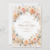 パステルウォーターカラーバラ結婚式招待状 招待状 (裏面)