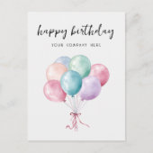 パステルウォーターカラーバルーン事業ハッピーバースデー ポストカード (正面)