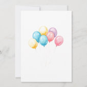 パステルウォーターカラーバルーン誕生日パーティー 招待状 (裏面)