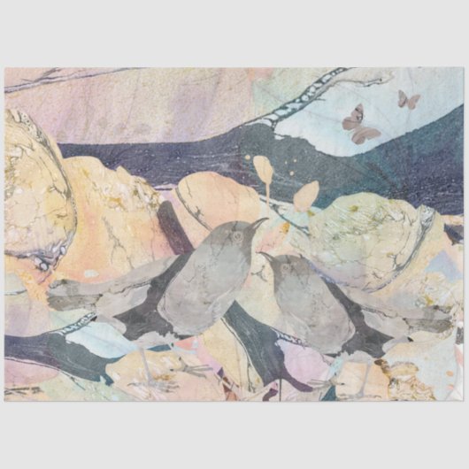 パステルウォーターカラーバード&蝶 薄葉紙 (正面)