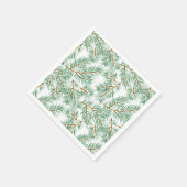 パステルウォーターカラーパイン針パターンクリスマス スタンダードカクテルナプキン (角)