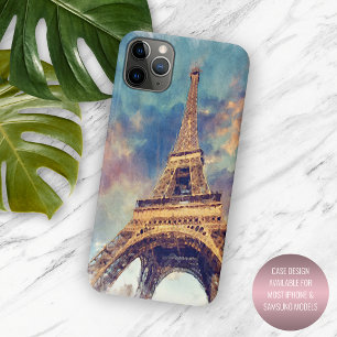 パステルウォーターカラーパリエッフェルタワーアー絵画トズ iPhone 11 PRO MAXケース