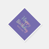 パステルウォーターカラーパープルハッピーバースデー スタンダードカクテルナプキン (角)