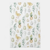 パステルウォーターカラーヒアシンスのチクスエッグイースターギフト キッチンタオル (縦)