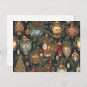 パステルウォーターカラービクトリアンクリスマスオーナメント シーズンポストカード (正面/裏面)