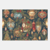 パステルウォーターカラービクトリアンクリスマスオーナメント ラッピングペーパーシート (正面3)