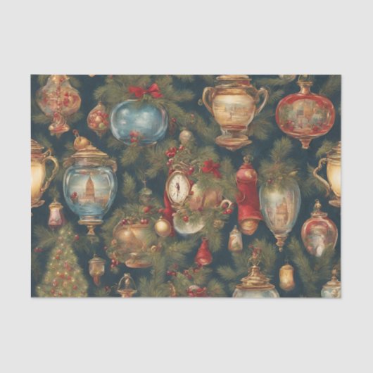 パステルウォーターカラービクトリアンクリスマスオーナメント 薄葉紙 (正面)