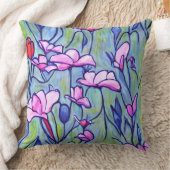 パステルウォーターカラーピンクの花 クッション (ブランケット)