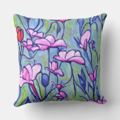 パステルウォーターカラーピンクの花 クッション (裏面)