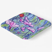 パステルウォーターカラーピンクの花 ペーパープレート (傾斜あり)