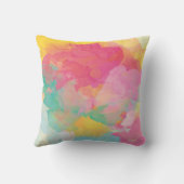 パステルウォーターカラーピンクイエローアクアデコール枕 クッション (裏面)