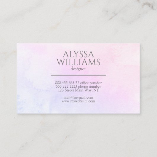 パステルウォーターカラーピンクカエレガントウトモダン 名刺 (裏面)
