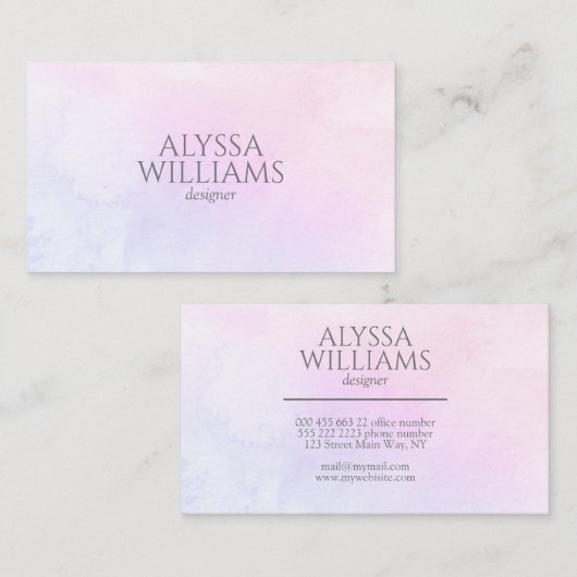パステルウォーターカラーピンクカエレガントウトモダン 名刺 (正面/裏面)