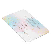 パステルウォーターカラーピンク金ゴールドブルー日付を保存 マグネット (右側)