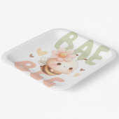 パステルウォーターカラーピンク&グリーンベビービー ペーパープレート (傾斜あり)