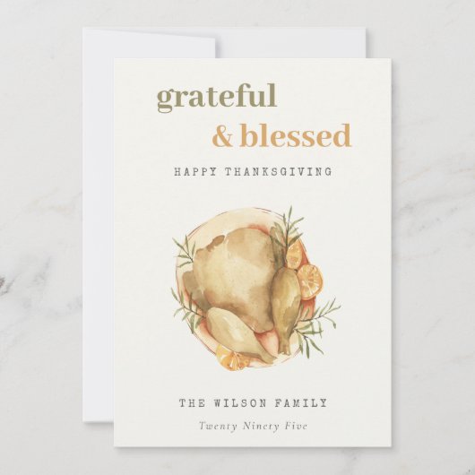 パステルウォーターカラーフォトトルコ料理サンクスギビング シーズンカード (正面)