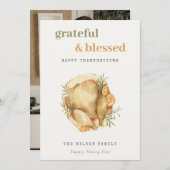 パステルウォーターカラーフォトトルコ料理サンクスギビング シーズンカード (正面/裏面)