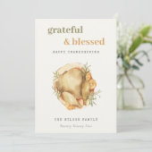 パステルウォーターカラーフォトトルコ料理サンクスギビング シーズンカード (スタンド正面)