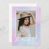パステルウォーターカラーフォトパープルサンキューカード サンキューカード (正面/裏面)