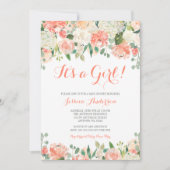パステルウォーターカラーフラワーガールガールベビーシャワー 招待状 (正面)