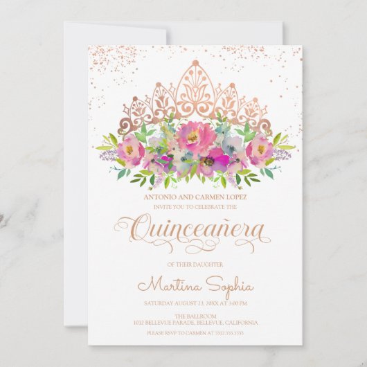 パステルウォーターカラーフラワーズキンセアニェラ 招待状 (正面)